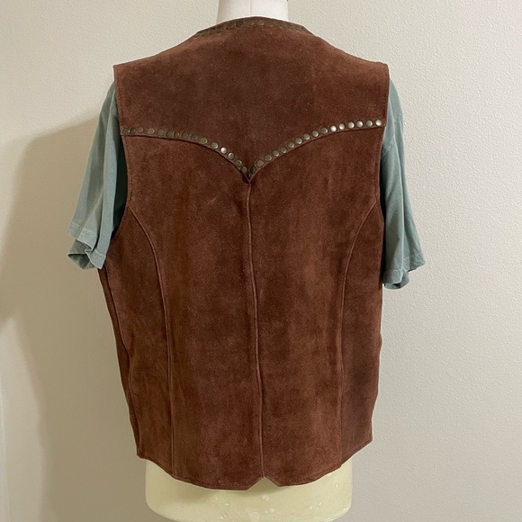 Rare New FREE PEOPLE Understated Brown Leather Western Snap Front Vest Medium - Picture 6 of 14